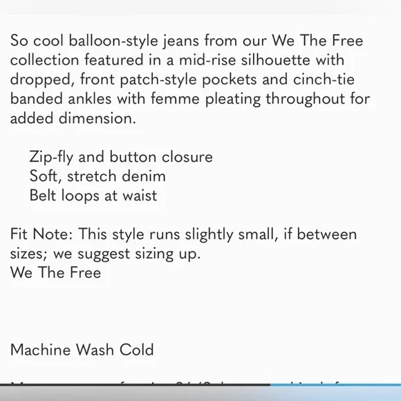 Free People Lotus Jeans Ballon Mid-rise jeans Size 24 NWT - Picture 4 of 14